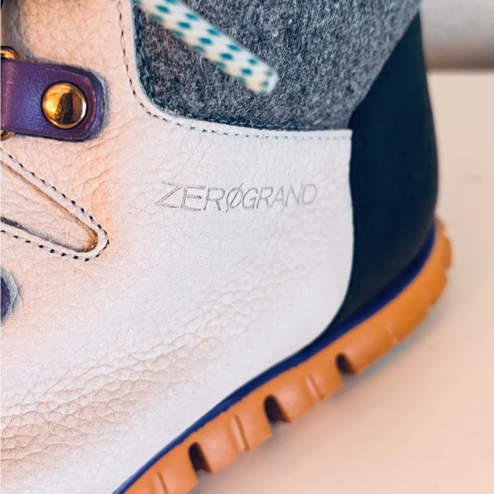 Cole Haan ZerøGrand Waterproof Hiking Boots Beige Leather, Fleece Lined, Sz 6